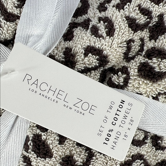 2 Pc Rachel Zoe Leopard Cheetah Animal Print Bath Hand Towels 100% Cotton NEW - Picture 3 of 8